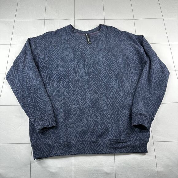 Athleta Sweatshirt Womens Small Navy Blue Studio to Street Splatter Stretch Crew - Picture 3 of 9